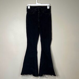 Flying Monkey Black High-Rise Flare Jeans with Raw Edge